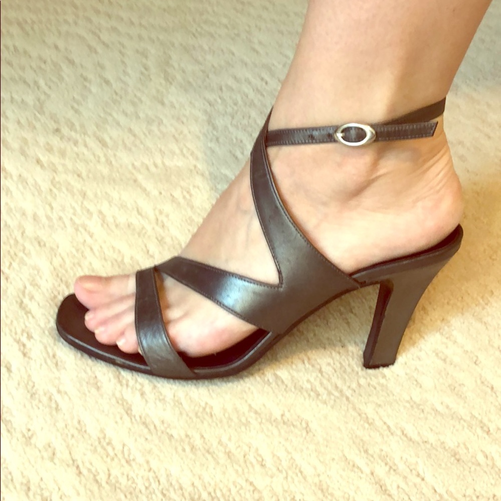 Vintage Ralph Lauren Gunmetal Leather Sandals